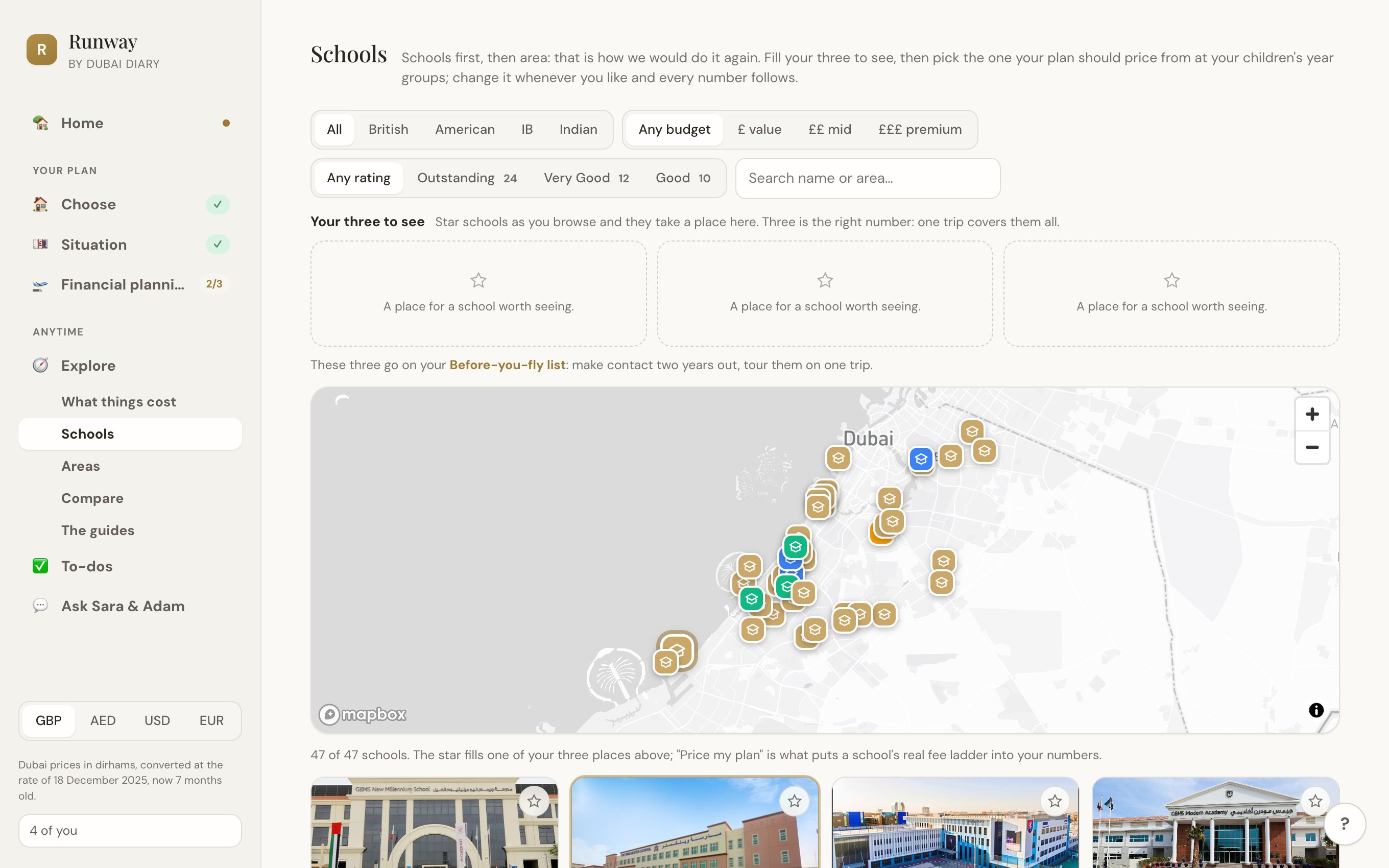 Schools · every fee ladder, filtered